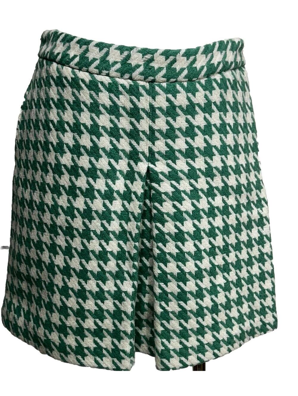 Paul & Joe for Target Mini Skirt Womens 5 Green Houndstooth Wool Blend Pleated